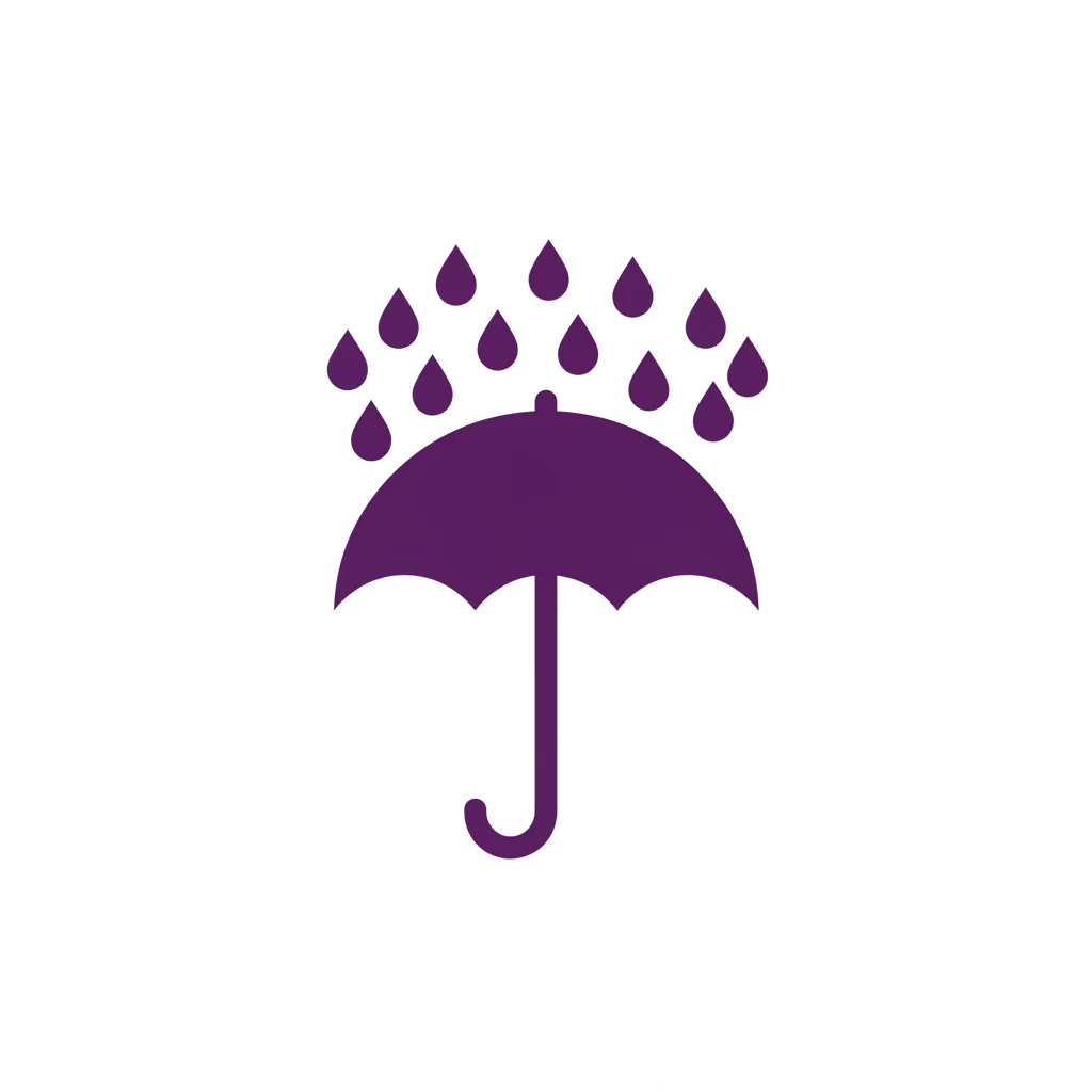 Purple Raindrop Umbrella Icon