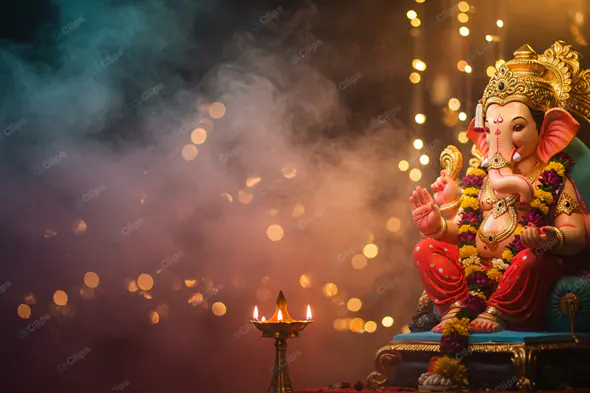 Ganesha Idol in Mystical Ambiance