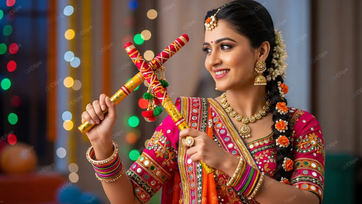 Joyous Dandiya Dancer