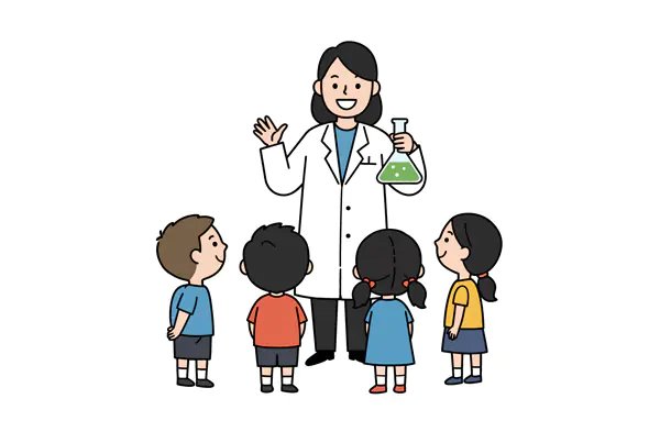 Scientist Teaching Children Vector