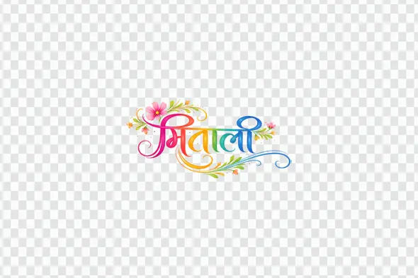 Artistic Mitali Hindi Calligraphy With Floral Clipart PNG