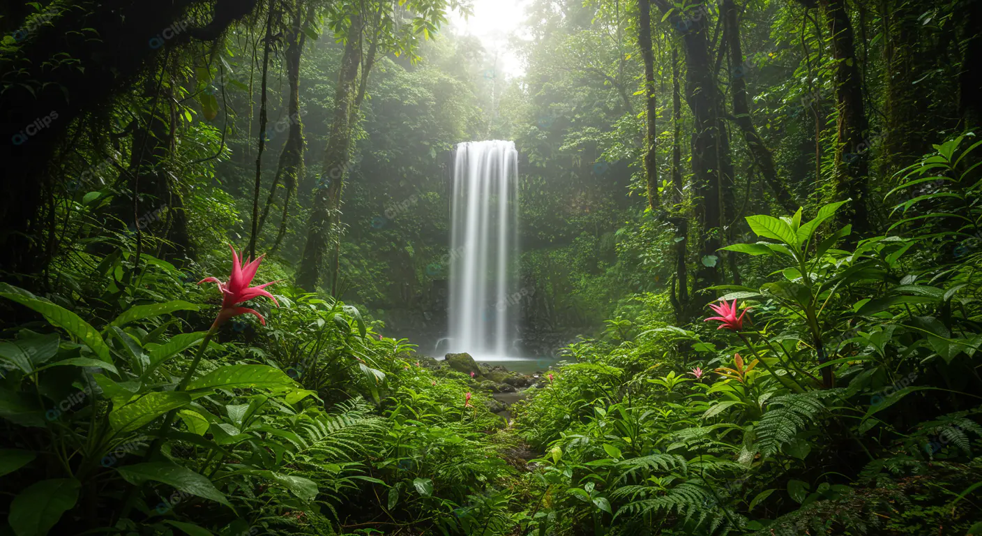 Secluded Rainforest Waterfall