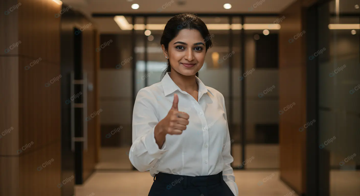 Confident Businesswoman's Positive Gesture