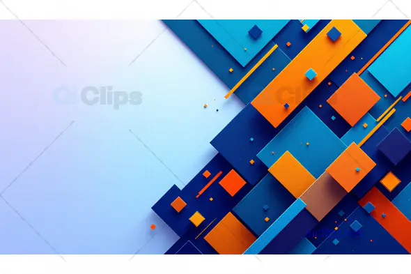 Blue and Orange 3D Geometric Design