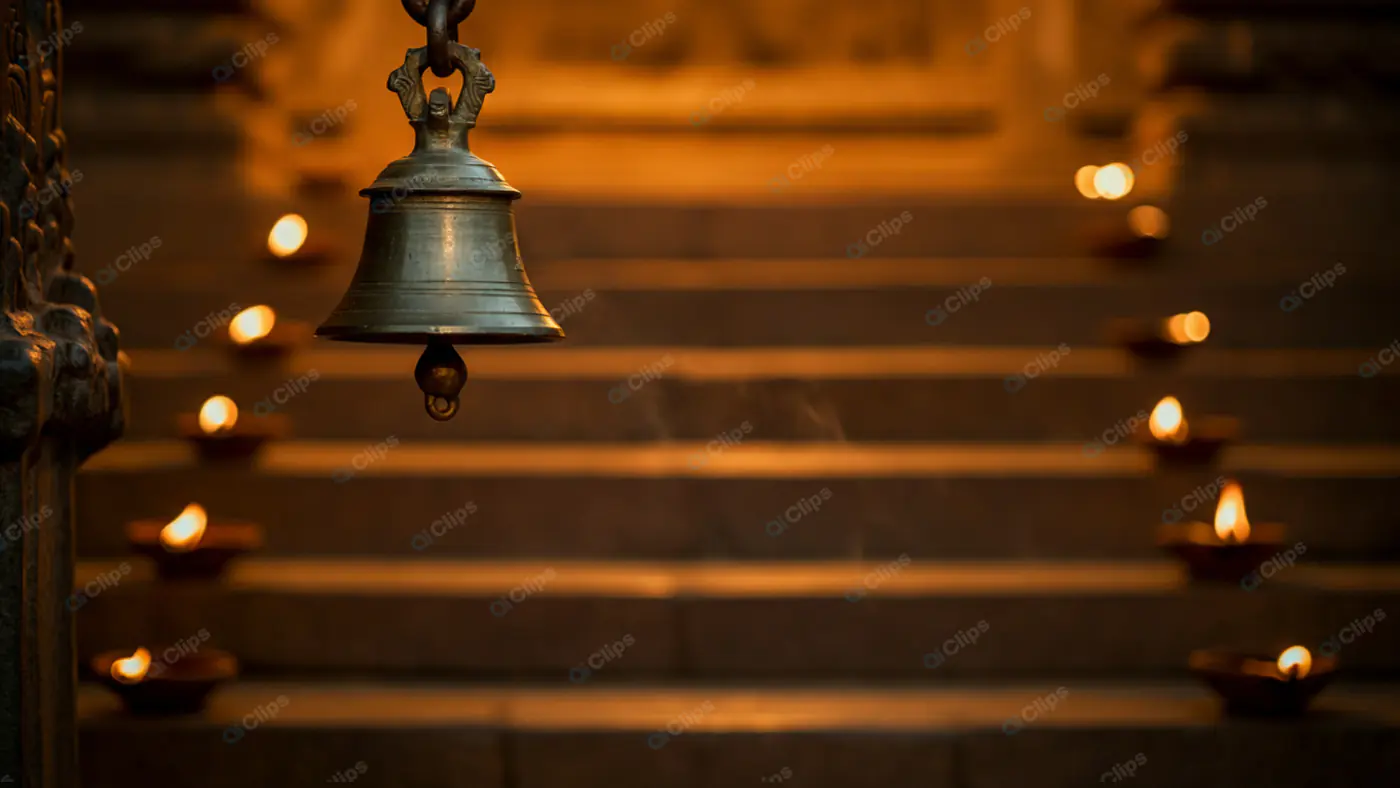 Ceremonial Bell in Candlelit Ambiance