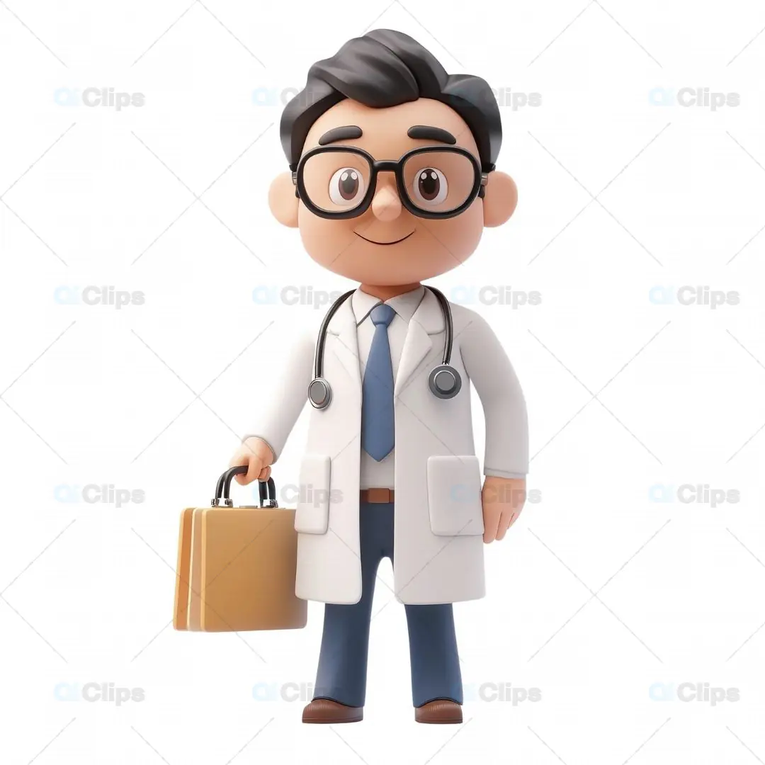 3D Male Doctor Avatar with Medical Bag