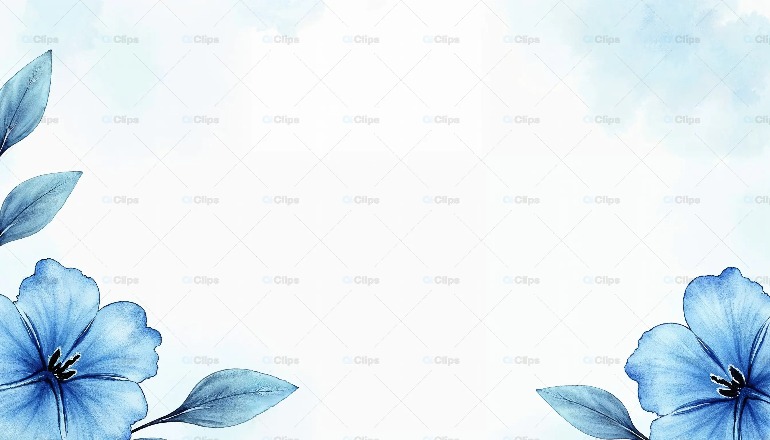 Blue Floral Frame Watercolor Design
