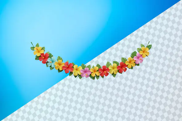 Colorful 3D Flower Garland Curved Decorative Element
