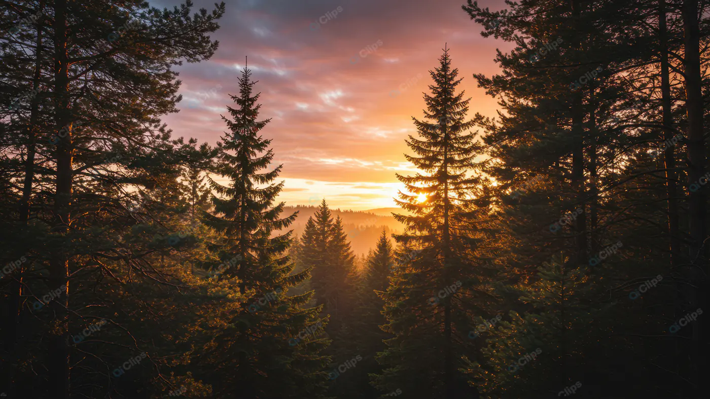 Luminous Forest Sunset
