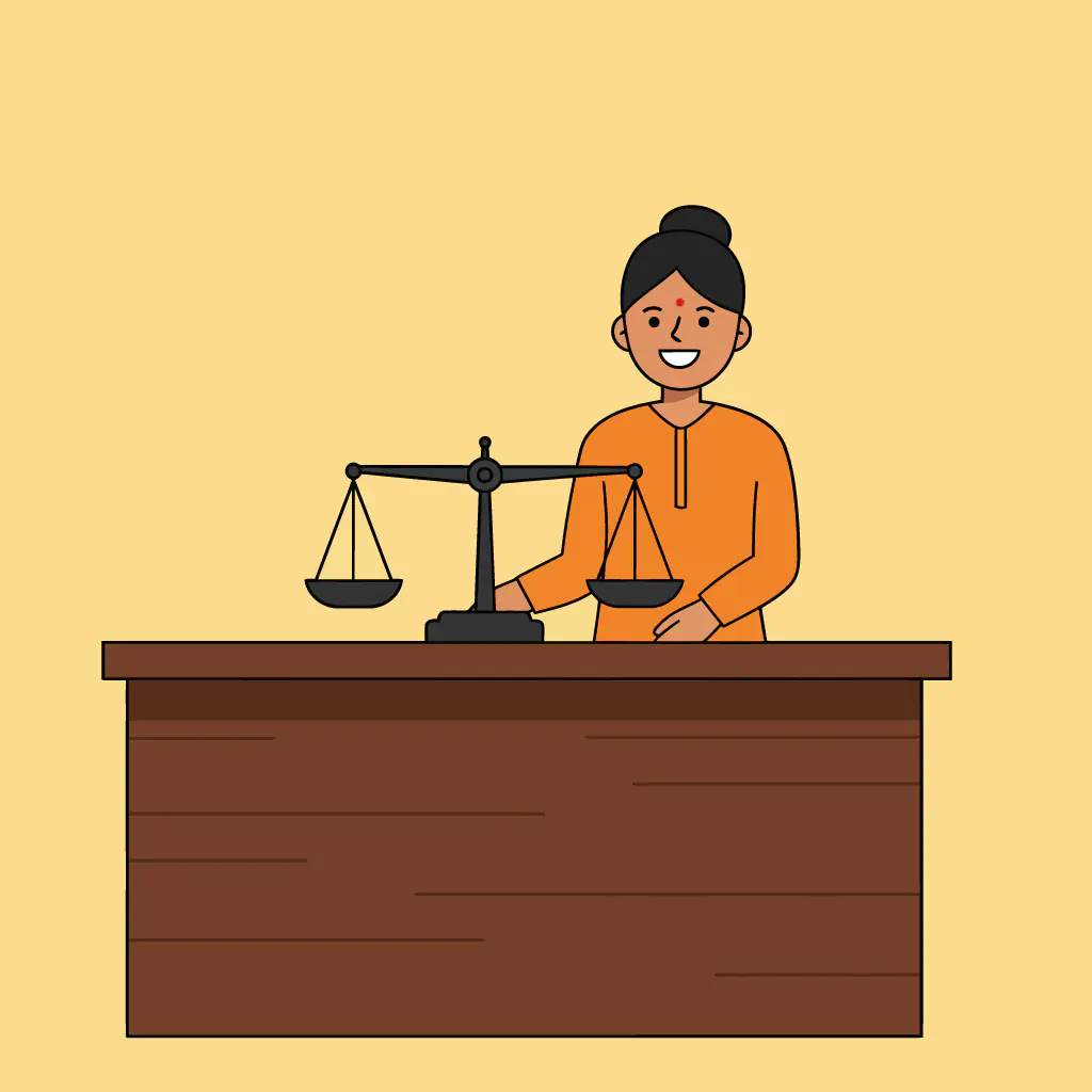 Indian Female Judge Vector Illustration