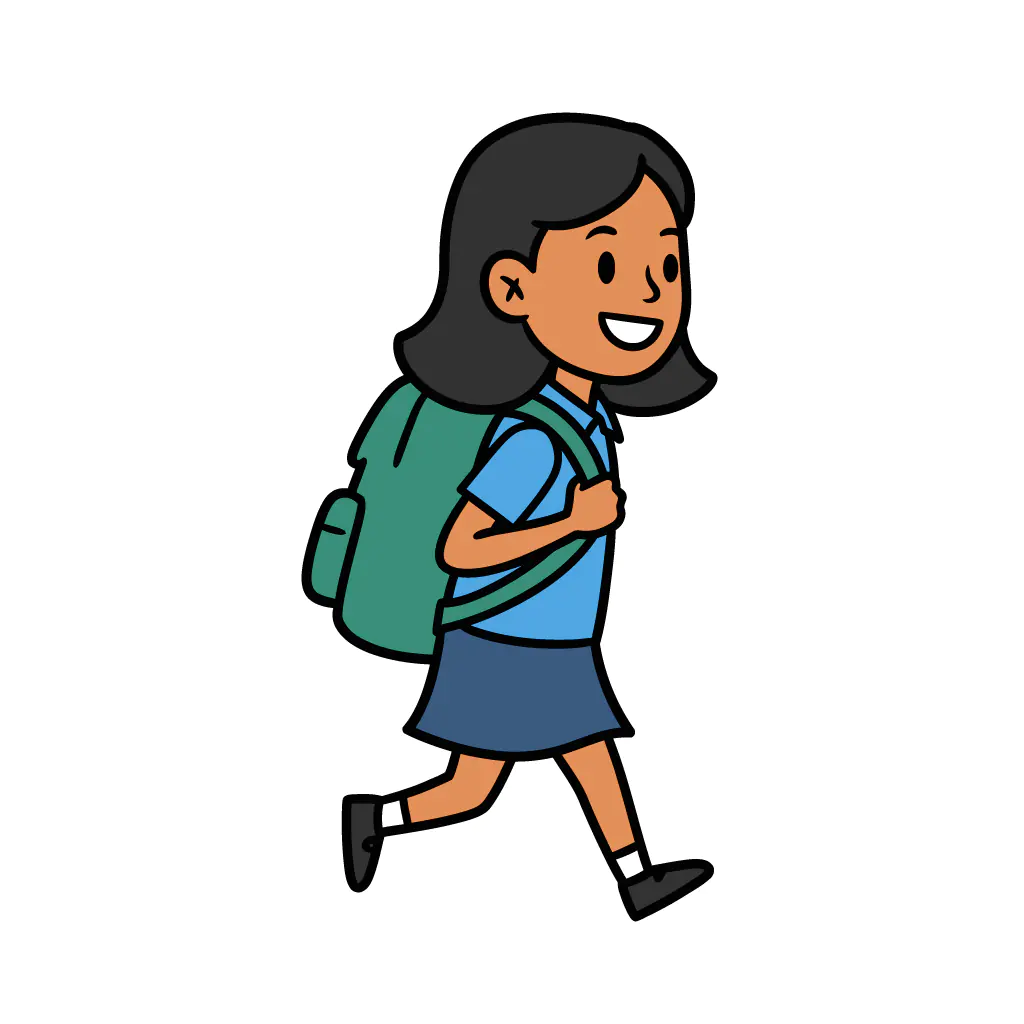 Cheerful Schoolgirl Vector