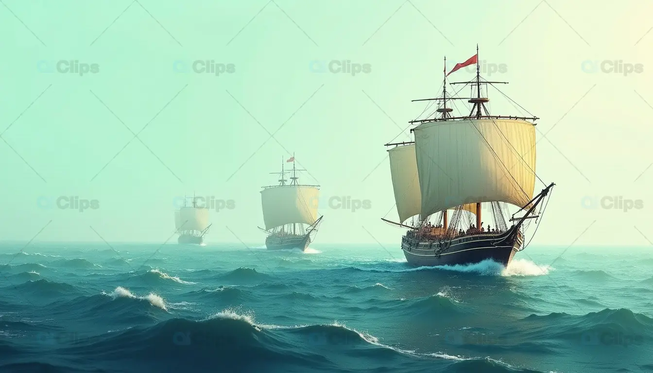 Sailing Ships on the Open Sea