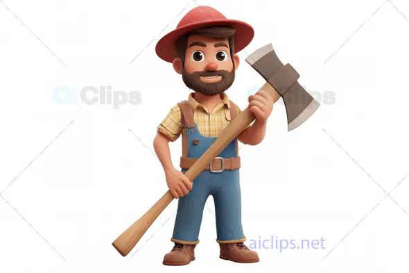 3D Lumberjack Character with Axe