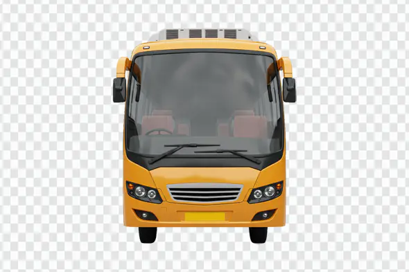 Modern Yellow City Bus Front View PNG