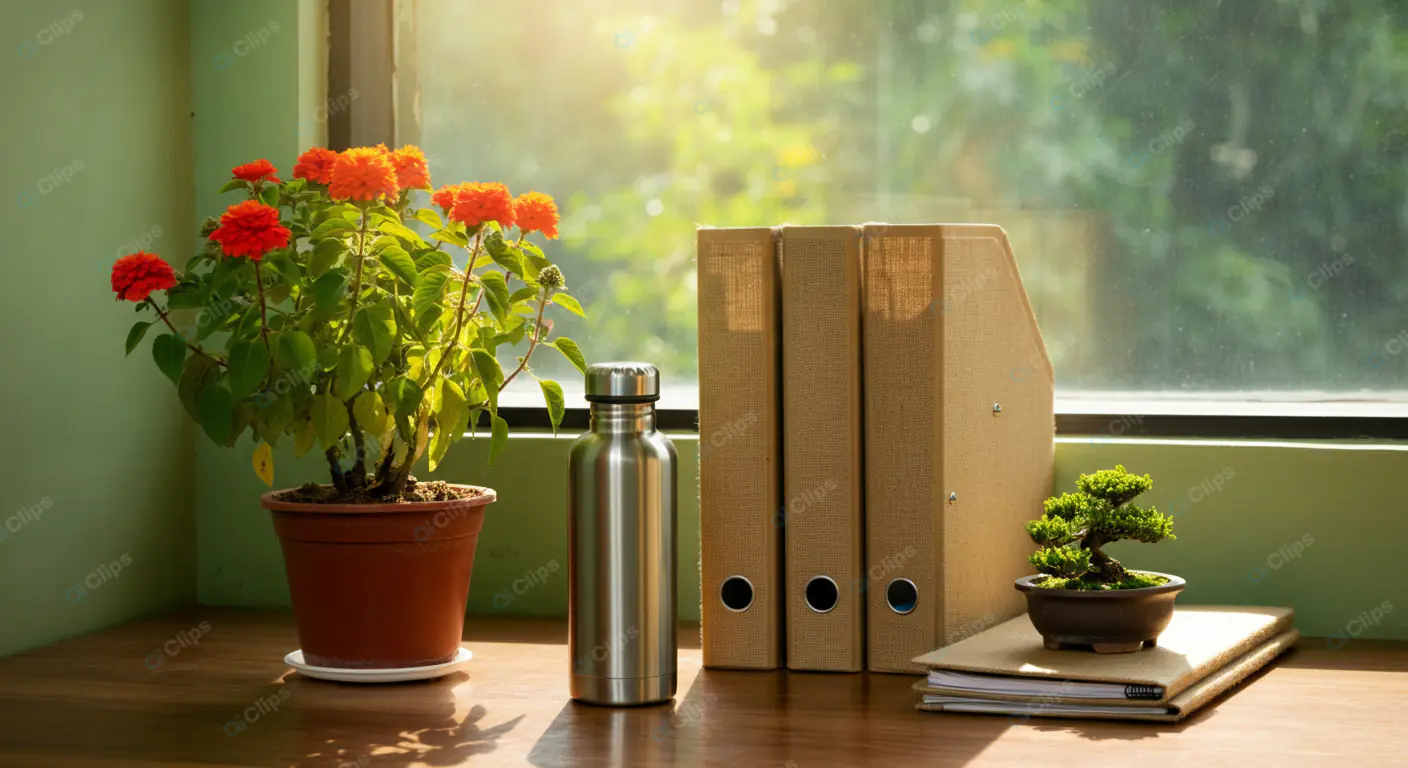 Serene Home Office Windowsill