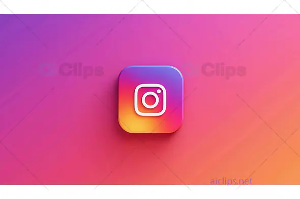 3D Instagram Logo on Gradient Background