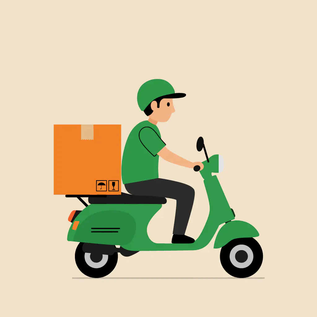 Delivery Scooter Rider Vector Graphic