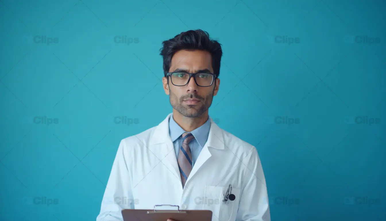 Professional Male Doctor with Clipboard