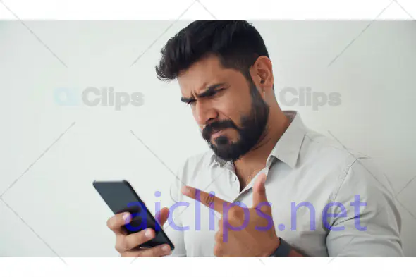 Confused Man Looking at Phone