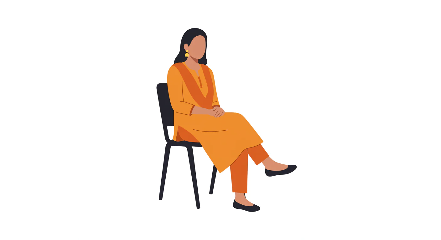 Seated Woman in Traditional Attire Vector