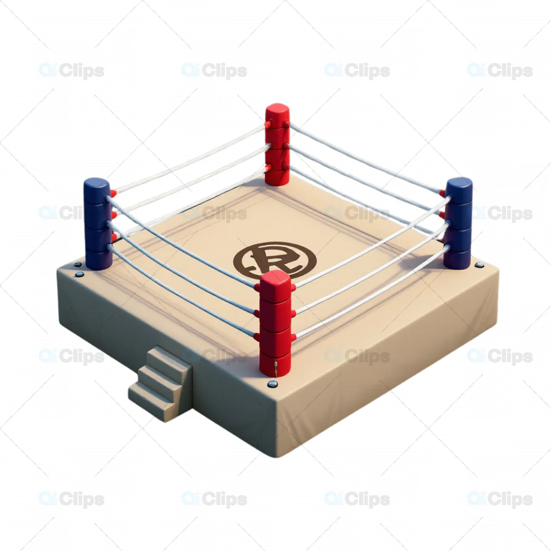 3D Boxing Ring Arena Model with Corner Posts and Ropes