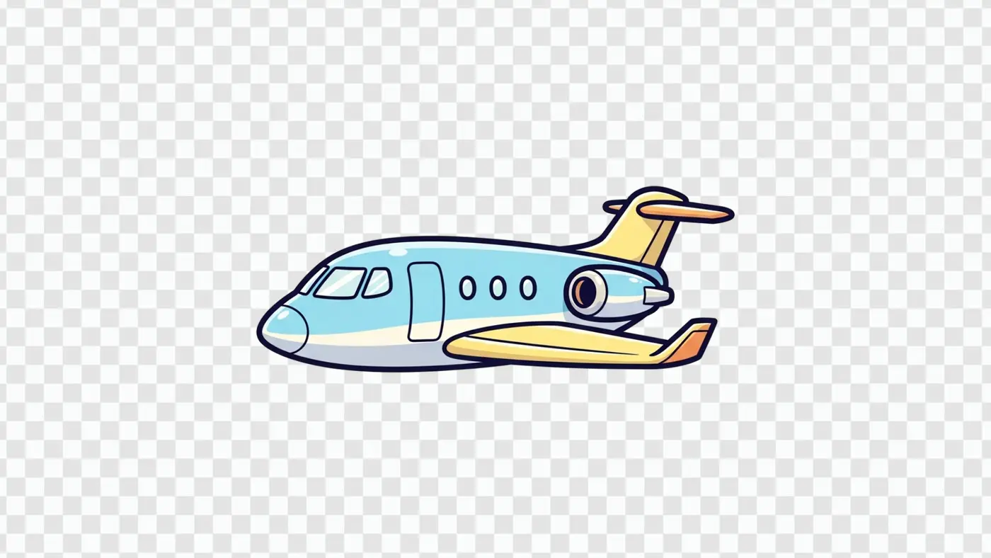 Blue and Yellow Cartoon Private Airplane Clipart PNG