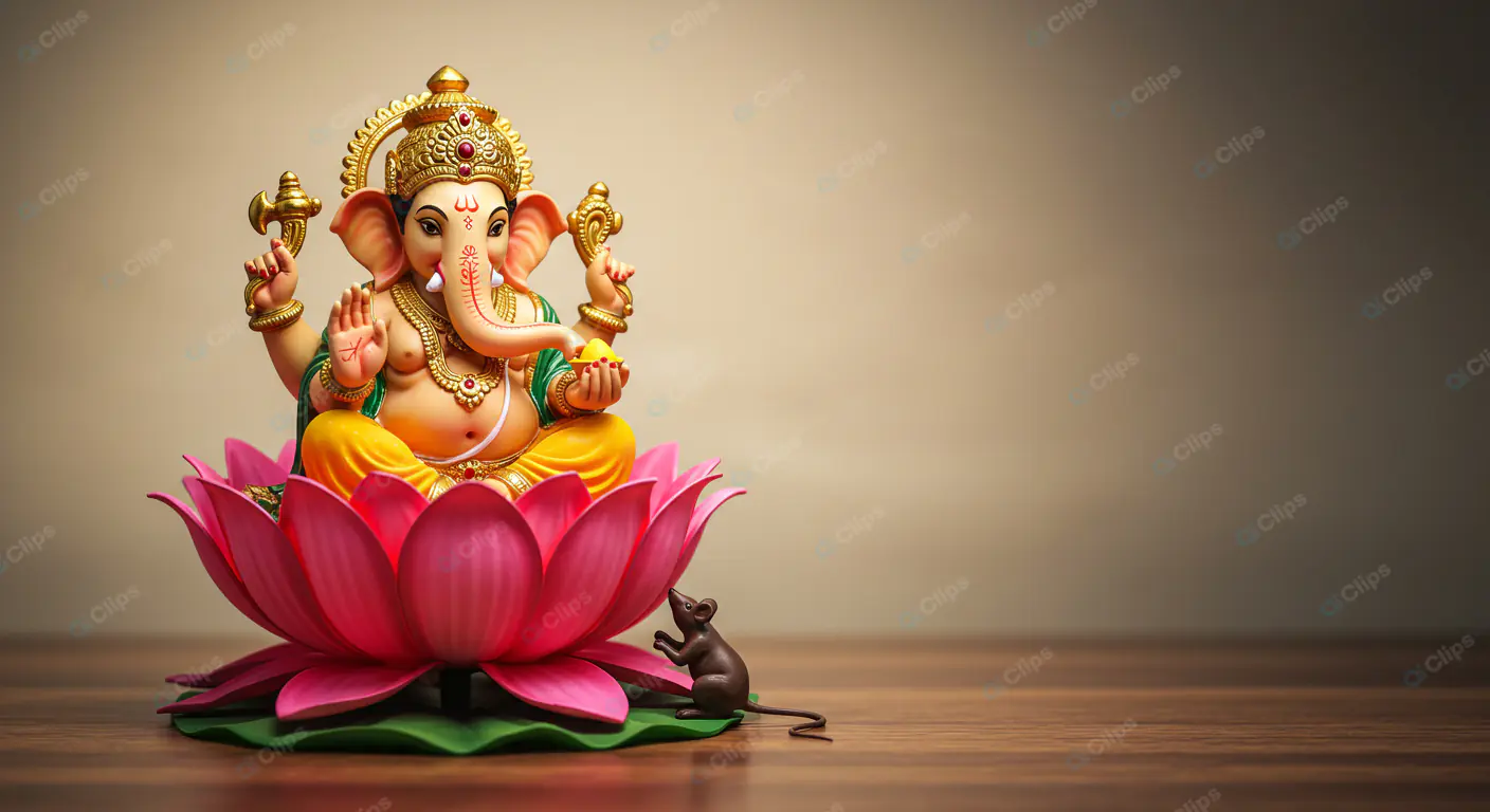 Ganesha Idol on Lotus Throne