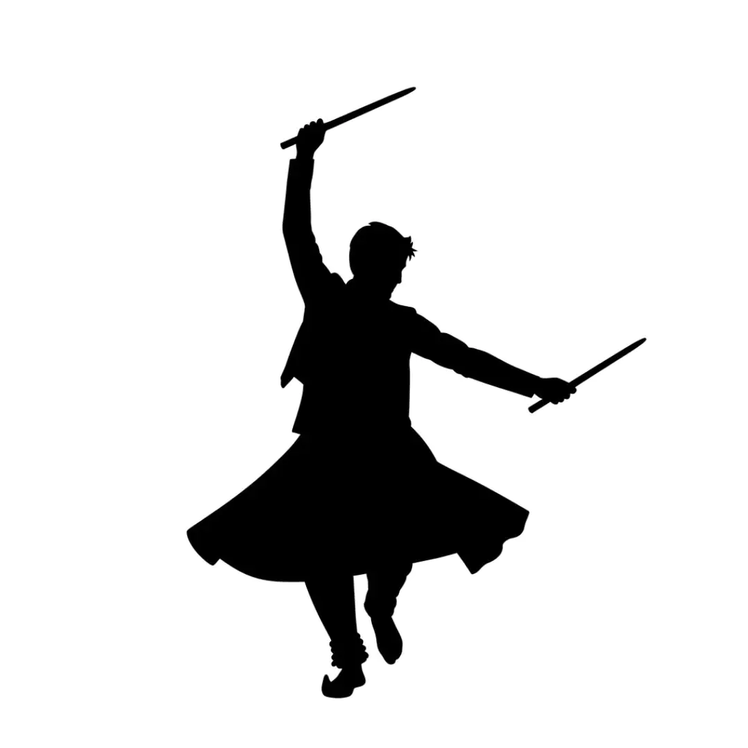 Energetic Male Dandiya Dancer Silhouette PNG