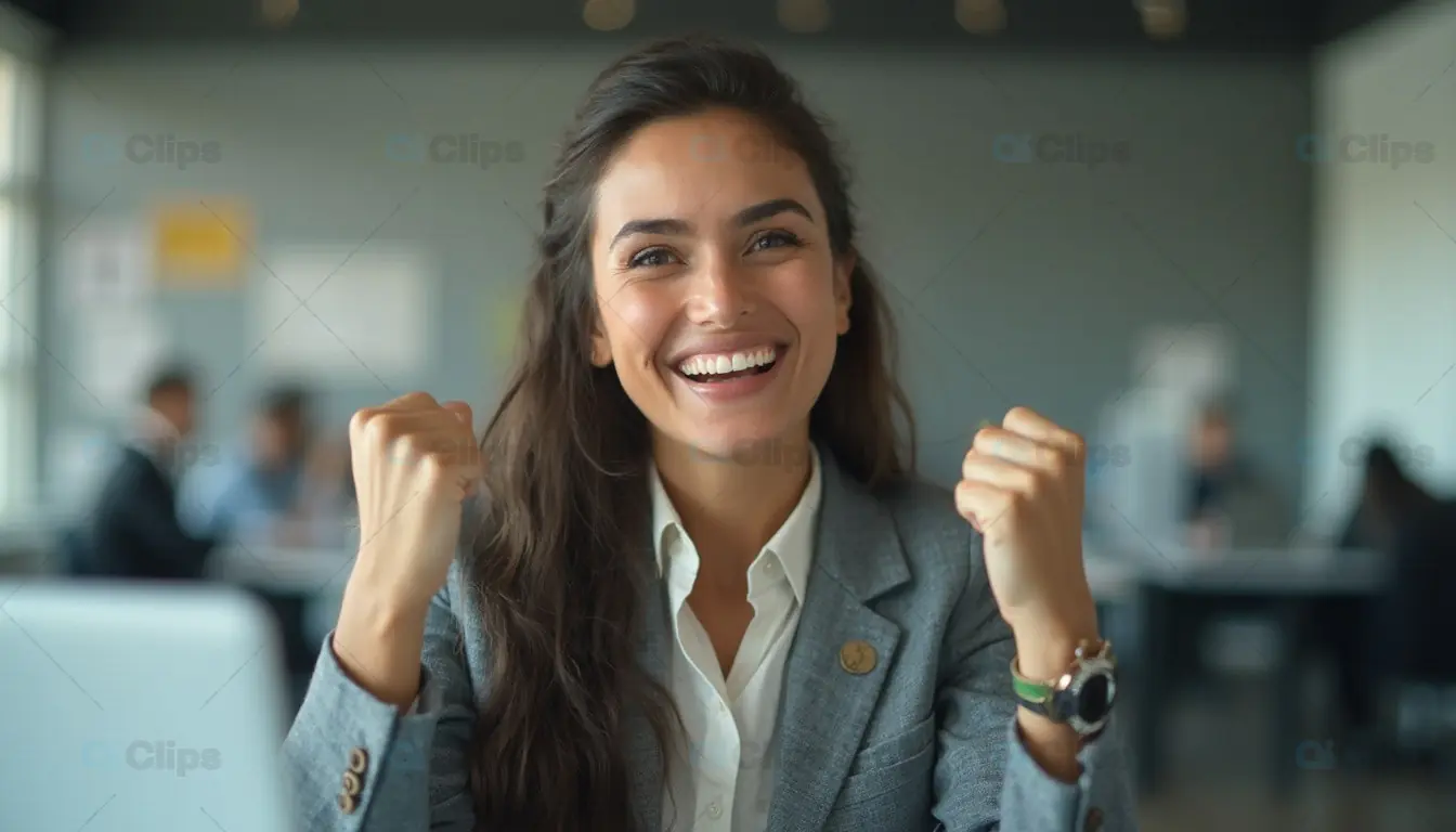 Successful Businesswoman Celebrating Achievement