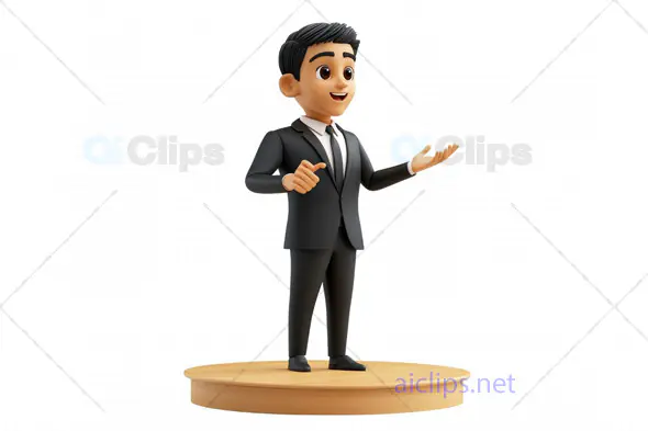 3D Indian Businessman Public Speaking Pose