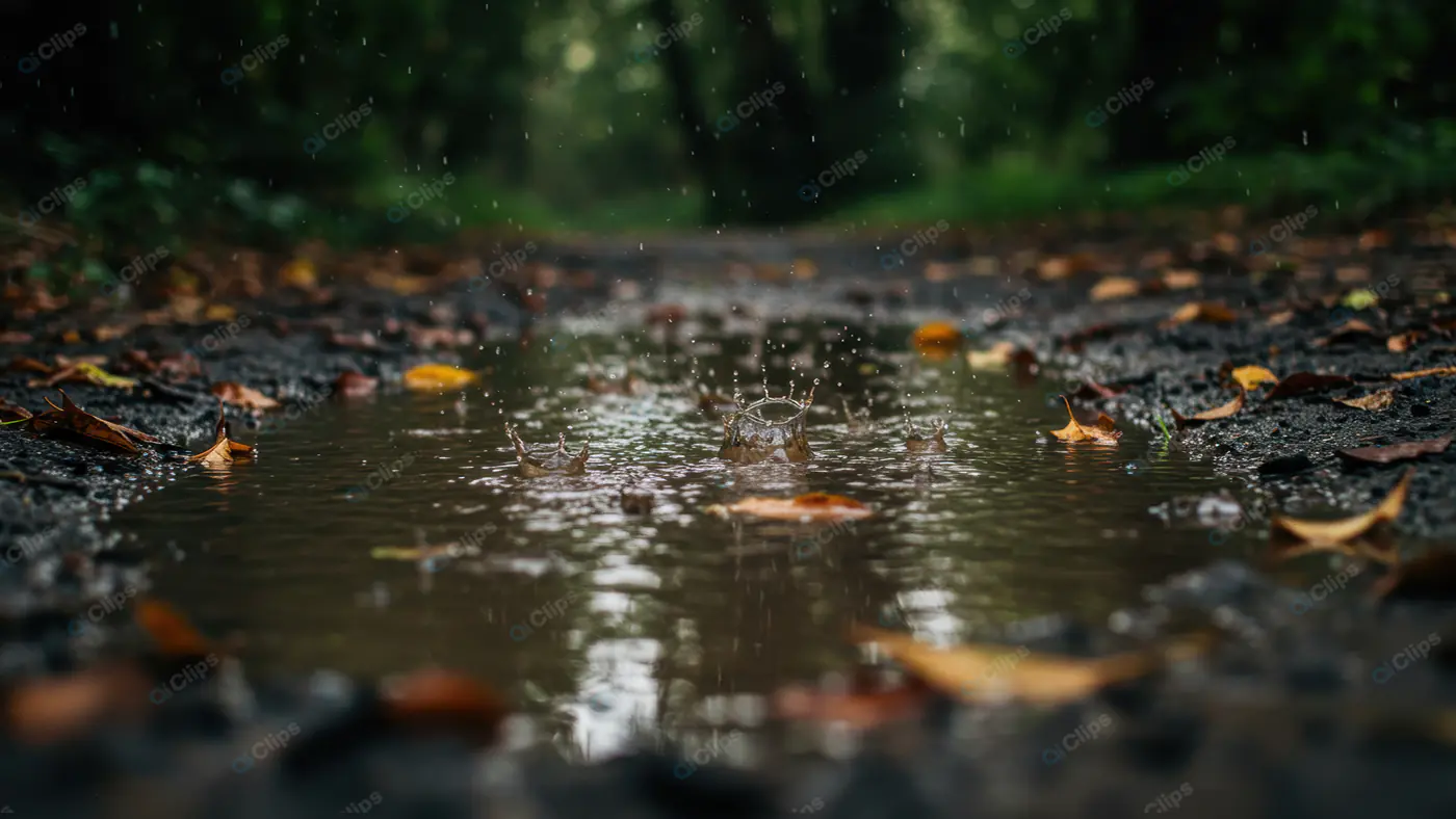 Autumn Puddle Raindrops
