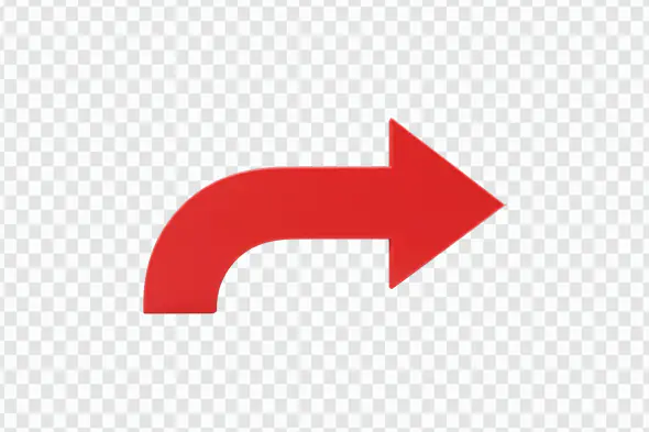 Bright Red Curved Right Arrow Symbol PNG