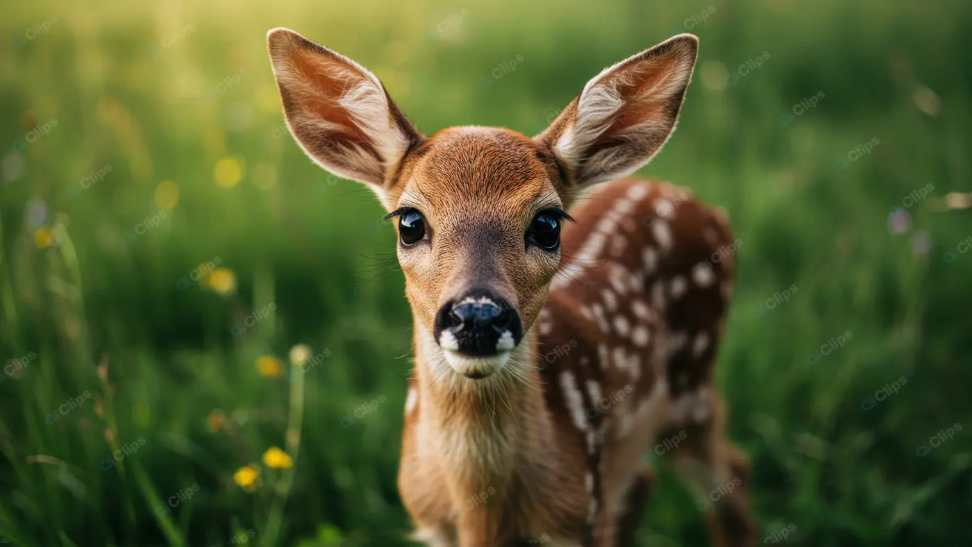 Curious Fawn in Green Meadow