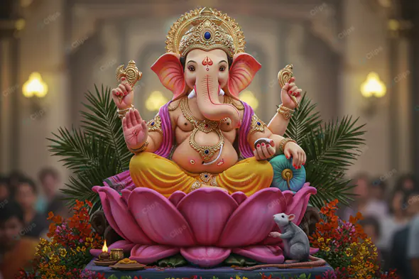 Ganesha's Radiant Lotus Throne