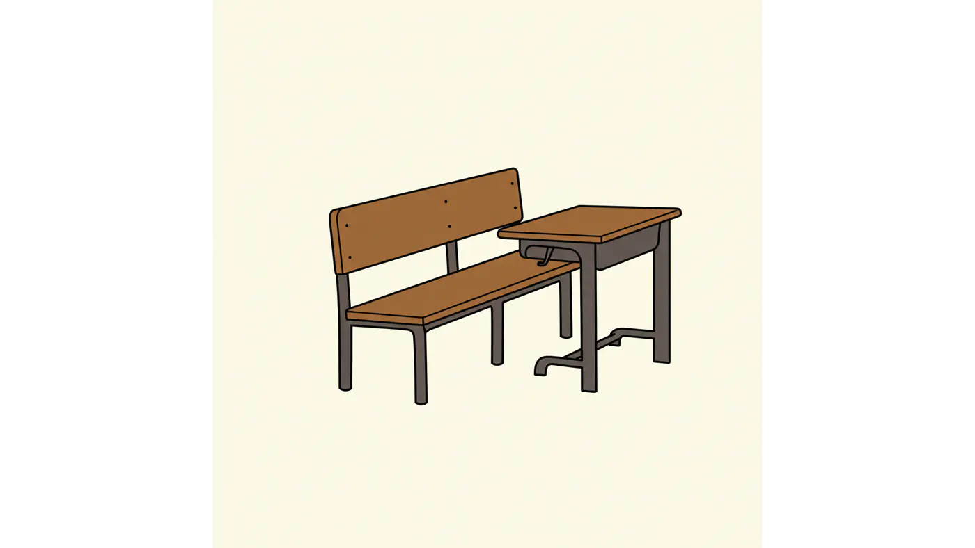 Classic School Desk and Bench Vector