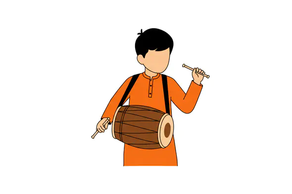 Indian Percussionist Vector Graphic