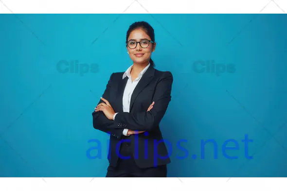 Young Confident Businesswoman in Glasses