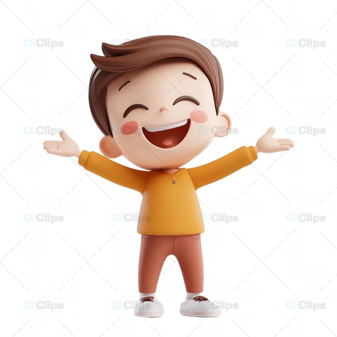 Happy Boy 3D Avatar with Open Arms