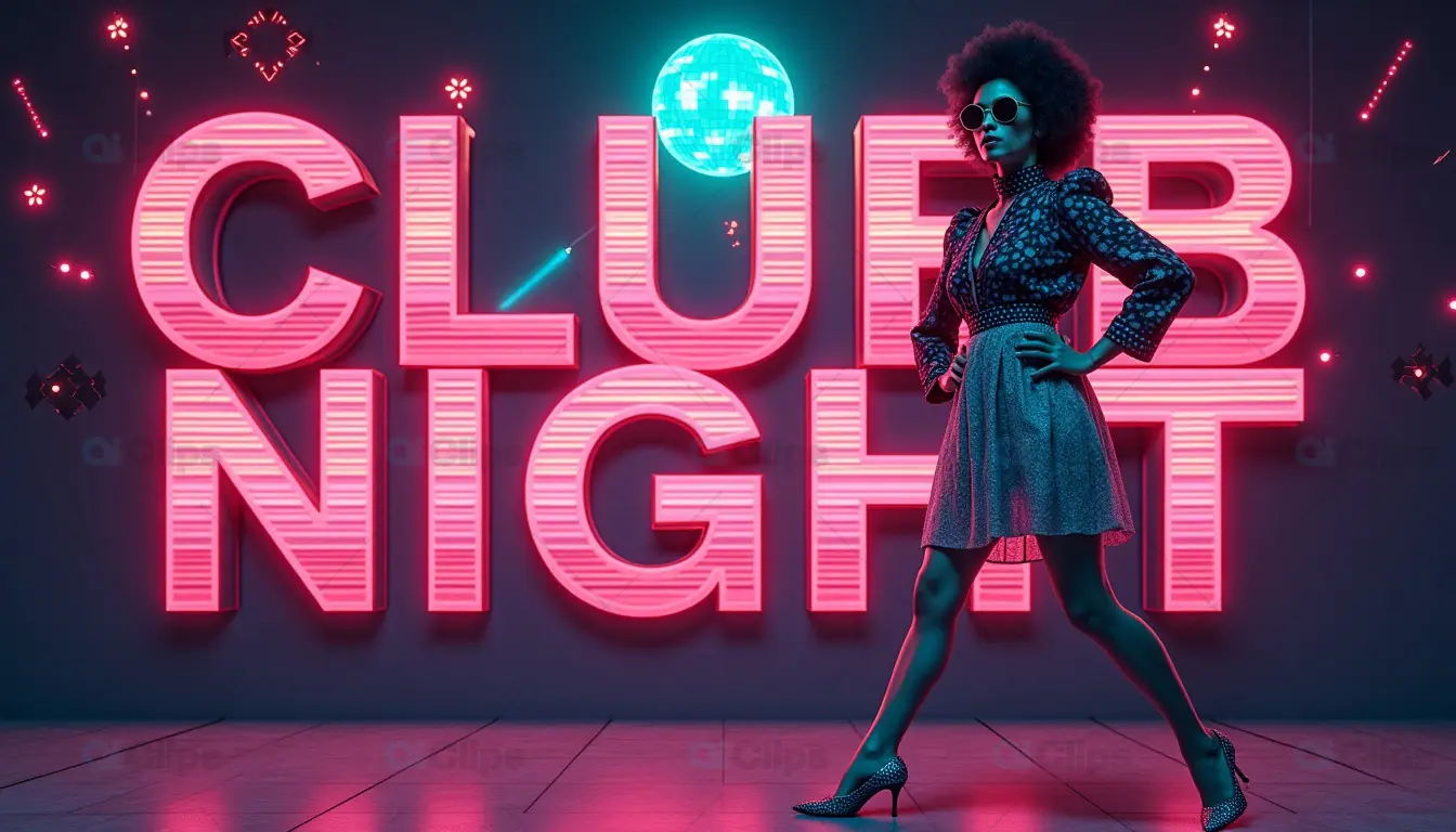 Club Night Party with Neon Lights and Disco Vibes