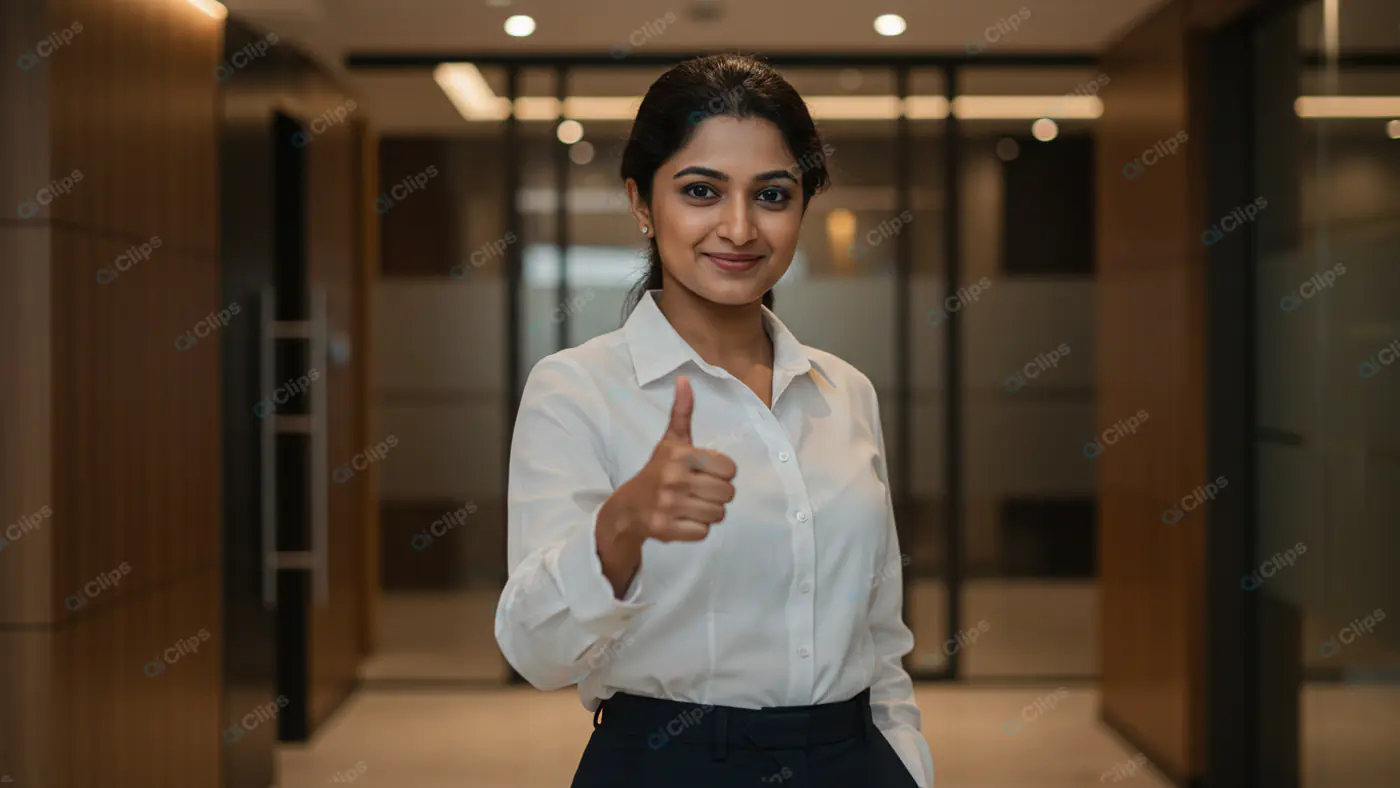 Confident Businesswoman's Positive Gesture