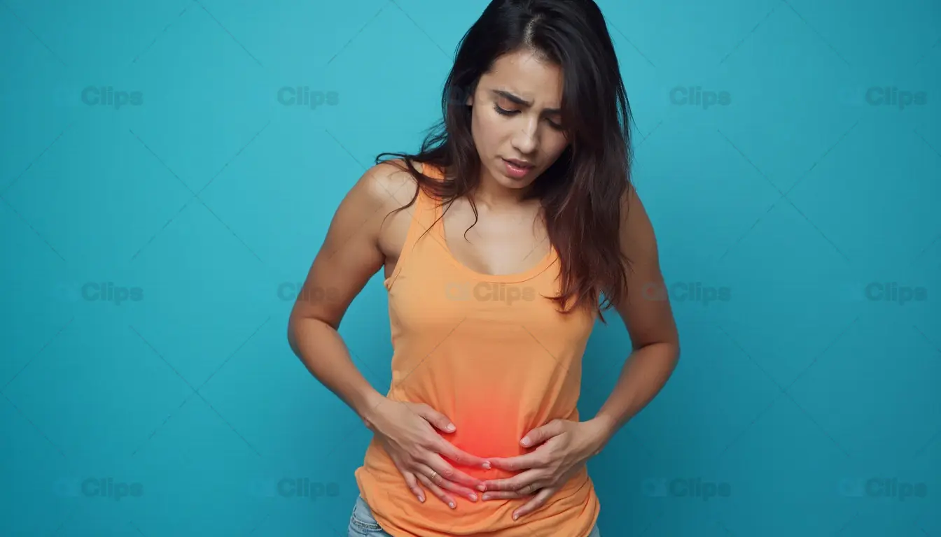 Woman Experiencing Stomach Pain