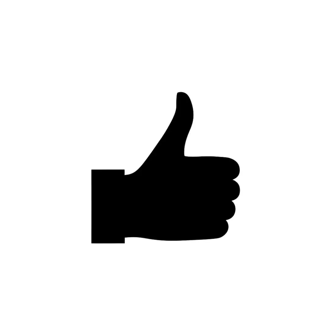 Solid Black Thumbs Up Social Media Icon PNG
