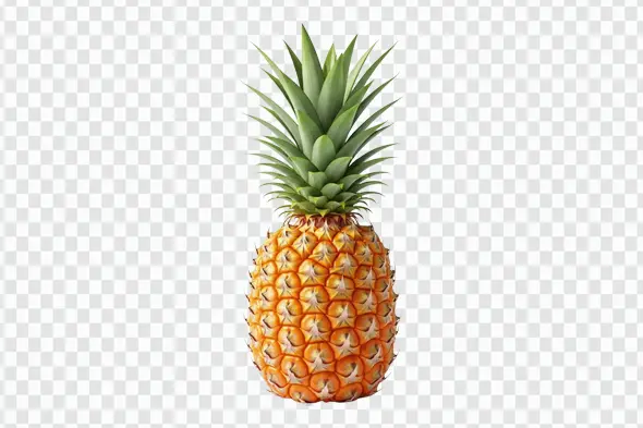 Photorealistic Whole Ripe Golden Pineapple Fruit PNG Clipart