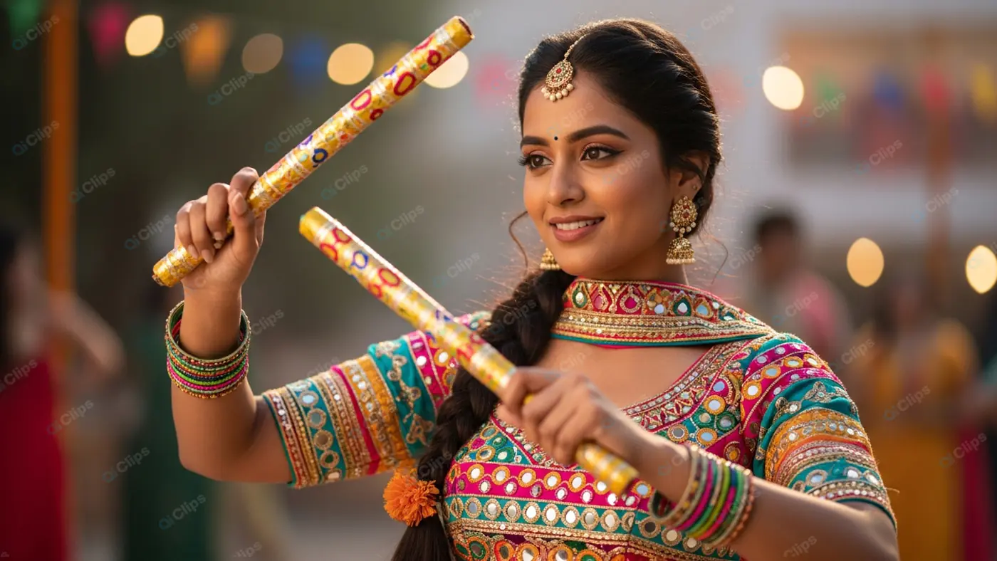 Energetic Dandiya Performer