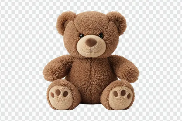 Cute Fluffy Brown Teddy Bear Toy Clipart PNG