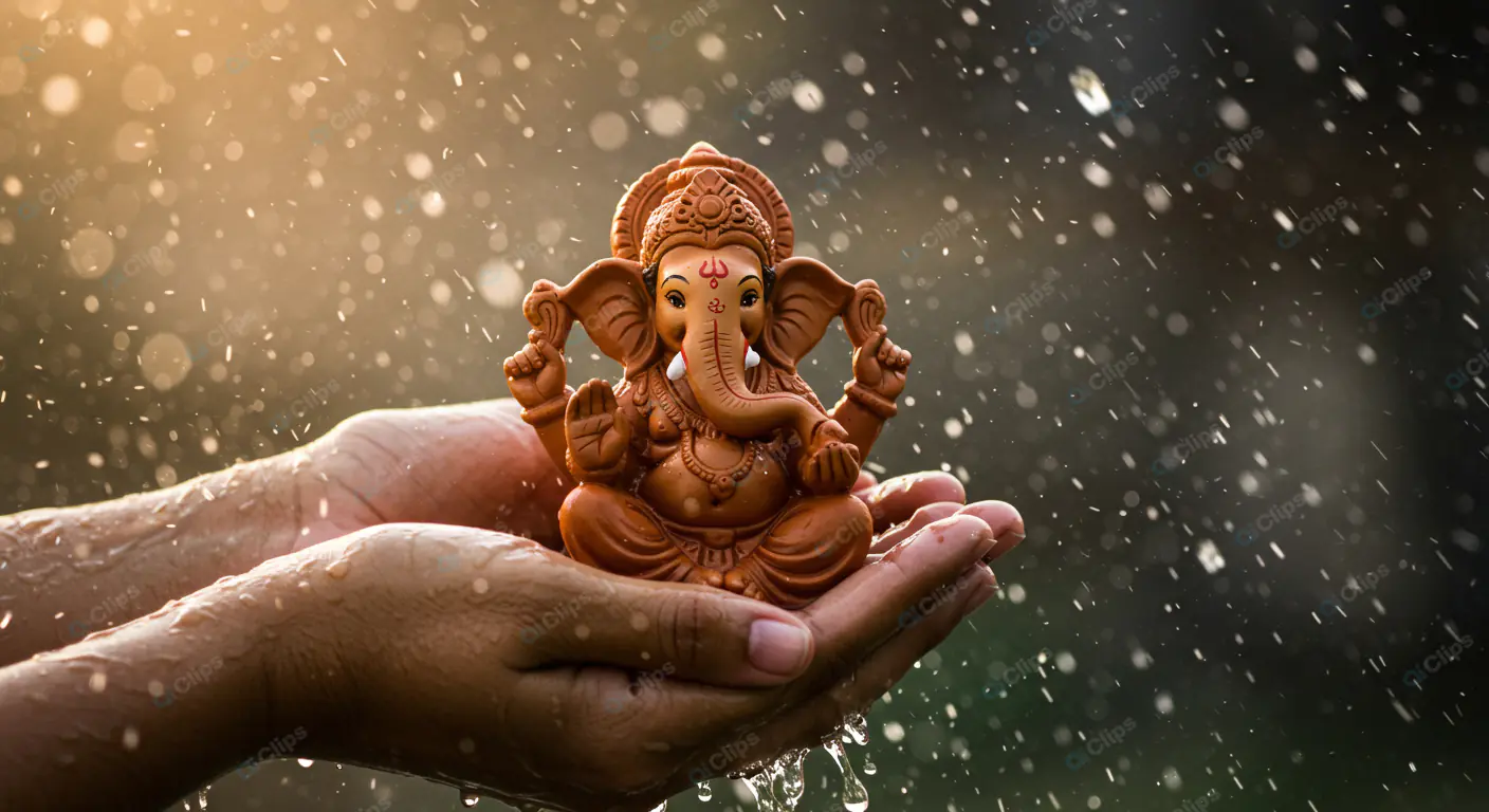 Sacred Ganesha in Rainfall