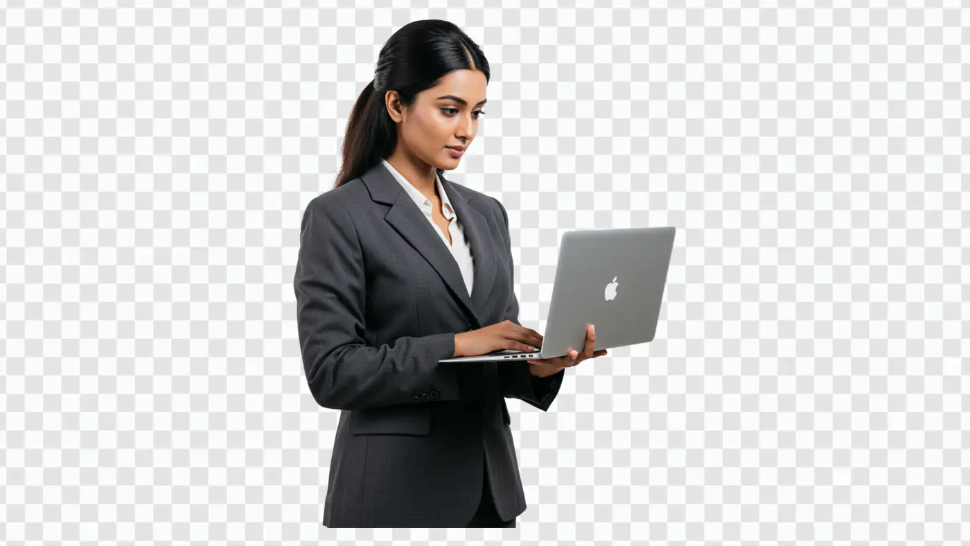 Professional Indian Businesswoman Using Laptop PNG Clipart