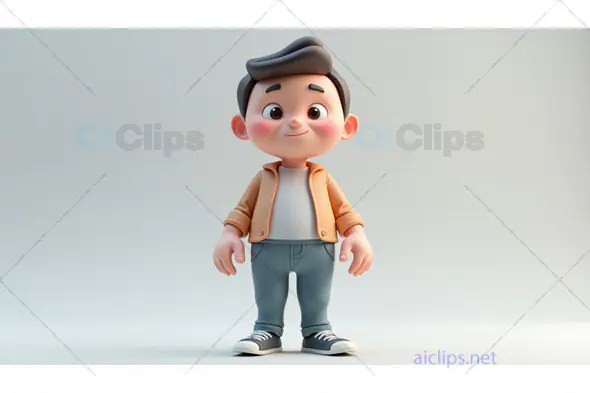 3D Cartoon Character of a Boy in Casual Outfit