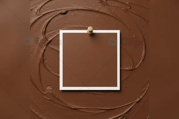 Pinned Card Mockup with Swirled Chocolate Background