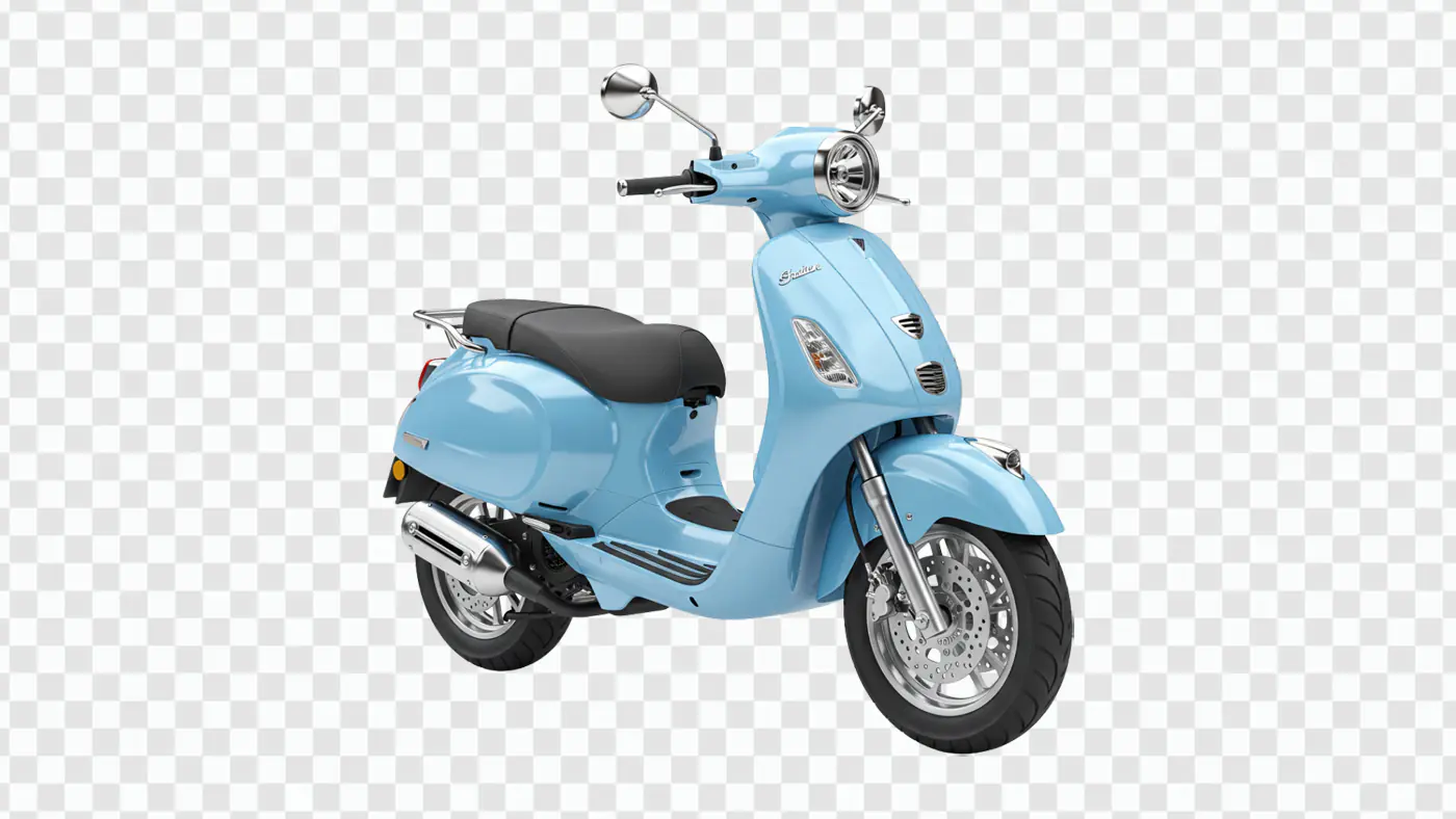 Stylish Light Blue Vespa Scooter PNG Clipart